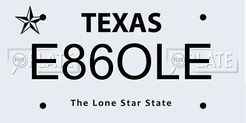 E86OLE Texas License Plate