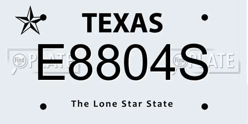 E8804S Texas License Plate