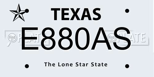 E880AS Texas License Plate