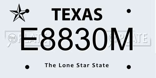 E8830M Texas License Plate