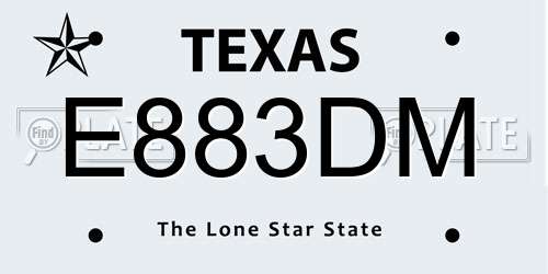 E883DM Texas License Plate