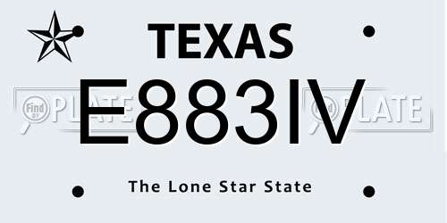 E883IV Texas License Plate