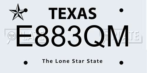 E883QM Texas License Plate