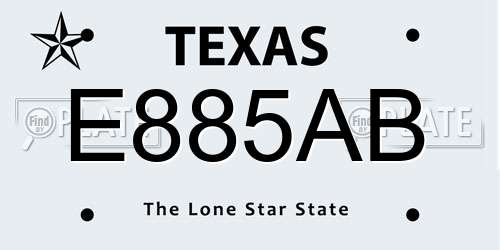 E885AB Texas License Plate