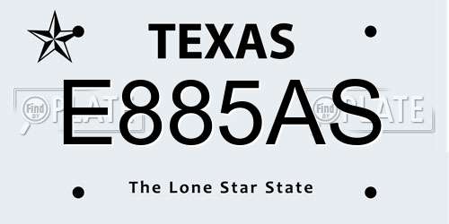 E885AS Texas License Plate