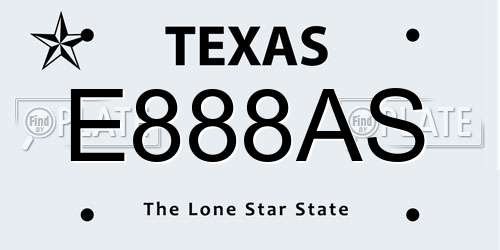E888AS Texas License Plate