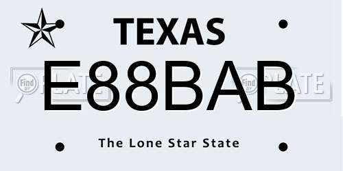 E88BAB Texas License Plate