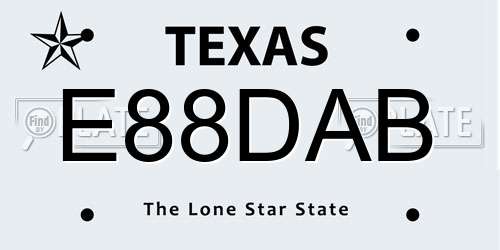 E88DAB Texas License Plate