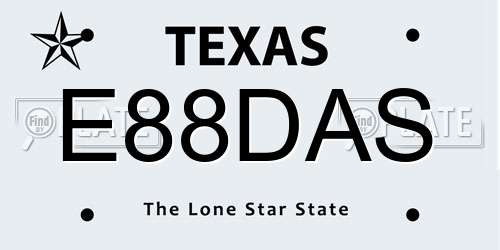 E88DAS Texas License Plate