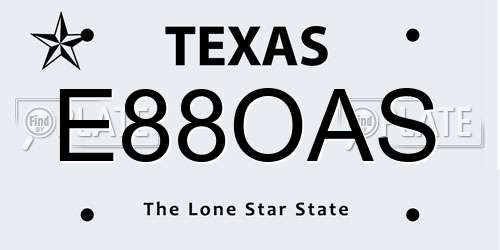 E88OAS Texas License Plate