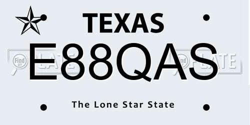 E88QAS Texas License Plate