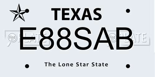 E88SAB Texas License Plate