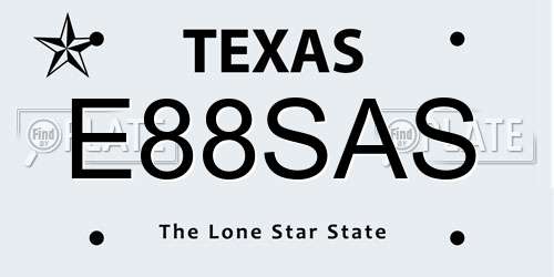 E88SAS Texas License Plate
