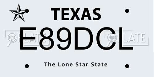 E89DCL Texas License Plate