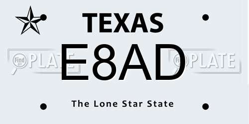 E8AD Texas License Plate