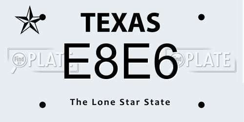 E8E6 Texas License Plate