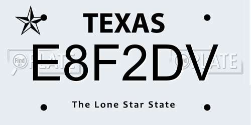 E8F2DV Texas License Plate