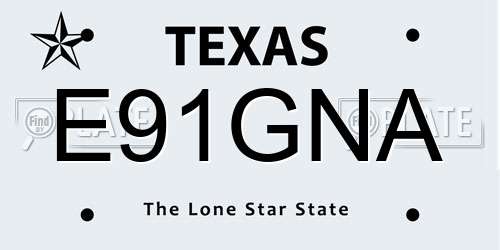 E91GNA Texas License Plate