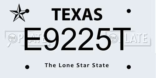 E9225T Texas License Plate