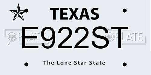 E922ST Texas License Plate