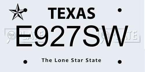 E927SW Texas License Plate