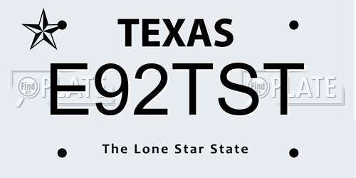 E92TST Texas License Plate
