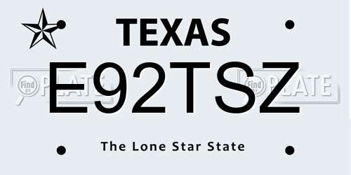 E92TSZ Texas License Plate