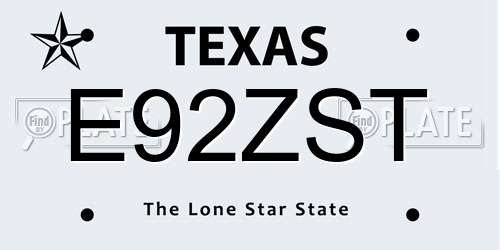 E92ZST Texas License Plate