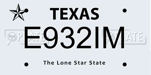 E932IM Texas License Plate