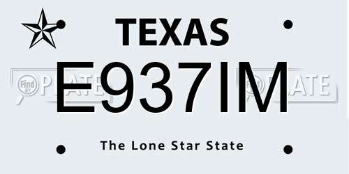 E937IM Texas License Plate