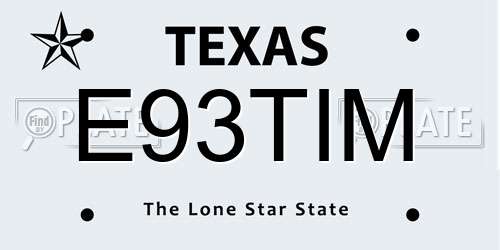 E93TIM Texas License Plate