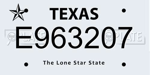 E963207 Texas License Plate