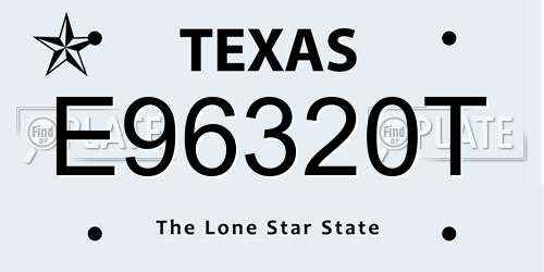 E96320T Texas License Plate