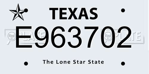 E963702 Texas License Plate