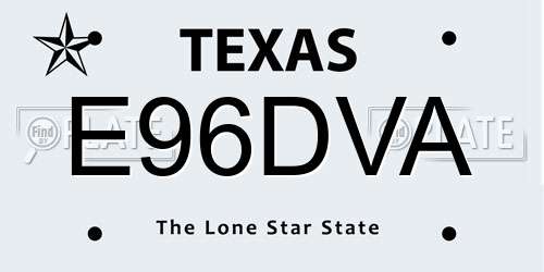 E96DVA Texas License Plate