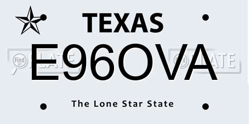 E96OVA Texas License Plate