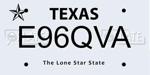 E96QVA Texas License Plate