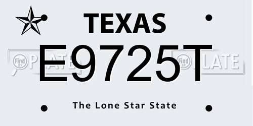 E9725T Texas License Plate