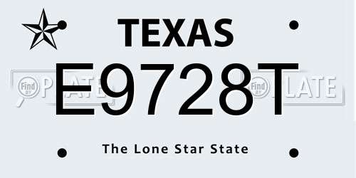 E9728T Texas License Plate