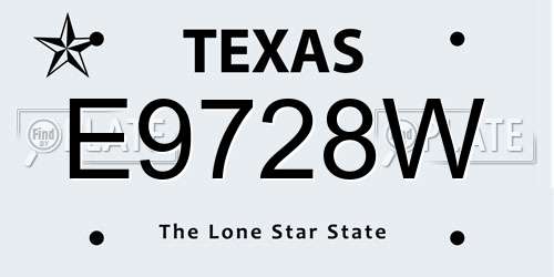 E9728W Texas License Plate