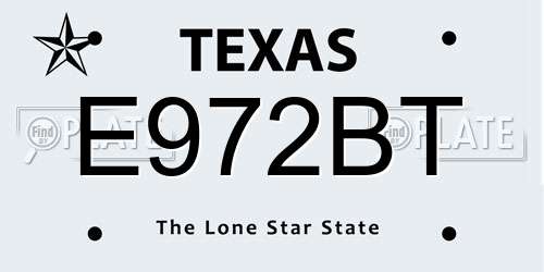 E972BT Texas License Plate