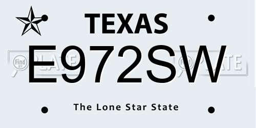 E972SW Texas License Plate