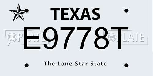 E9778T Texas License Plate