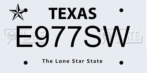 E977SW Texas License Plate