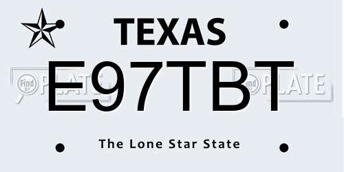 E97TBT Texas License Plate