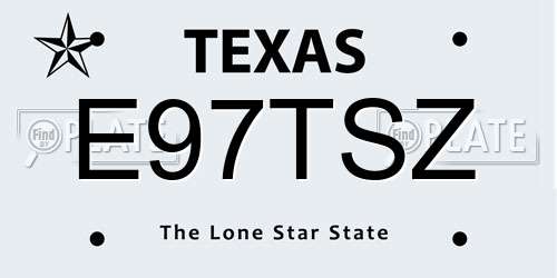 E97TSZ Texas License Plate