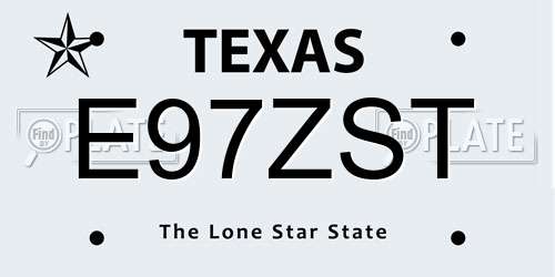 E97ZST Texas License Plate