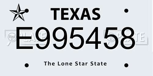 E995458 Texas License Plate