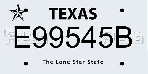 E99545B Texas License Plate