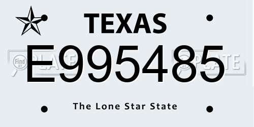 E995485 Texas License Plate